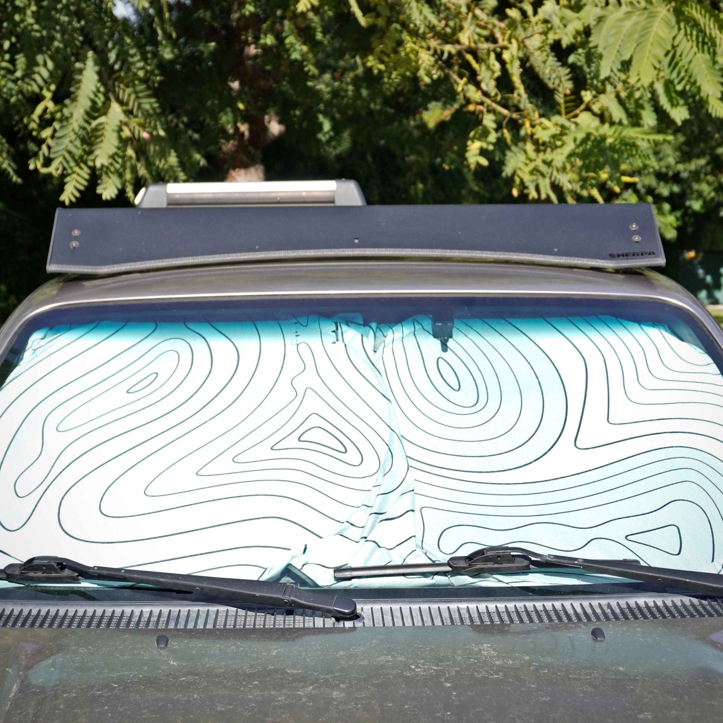 Topographic Map Windshield Sun Shade UV Reflective Visor, Universal Size