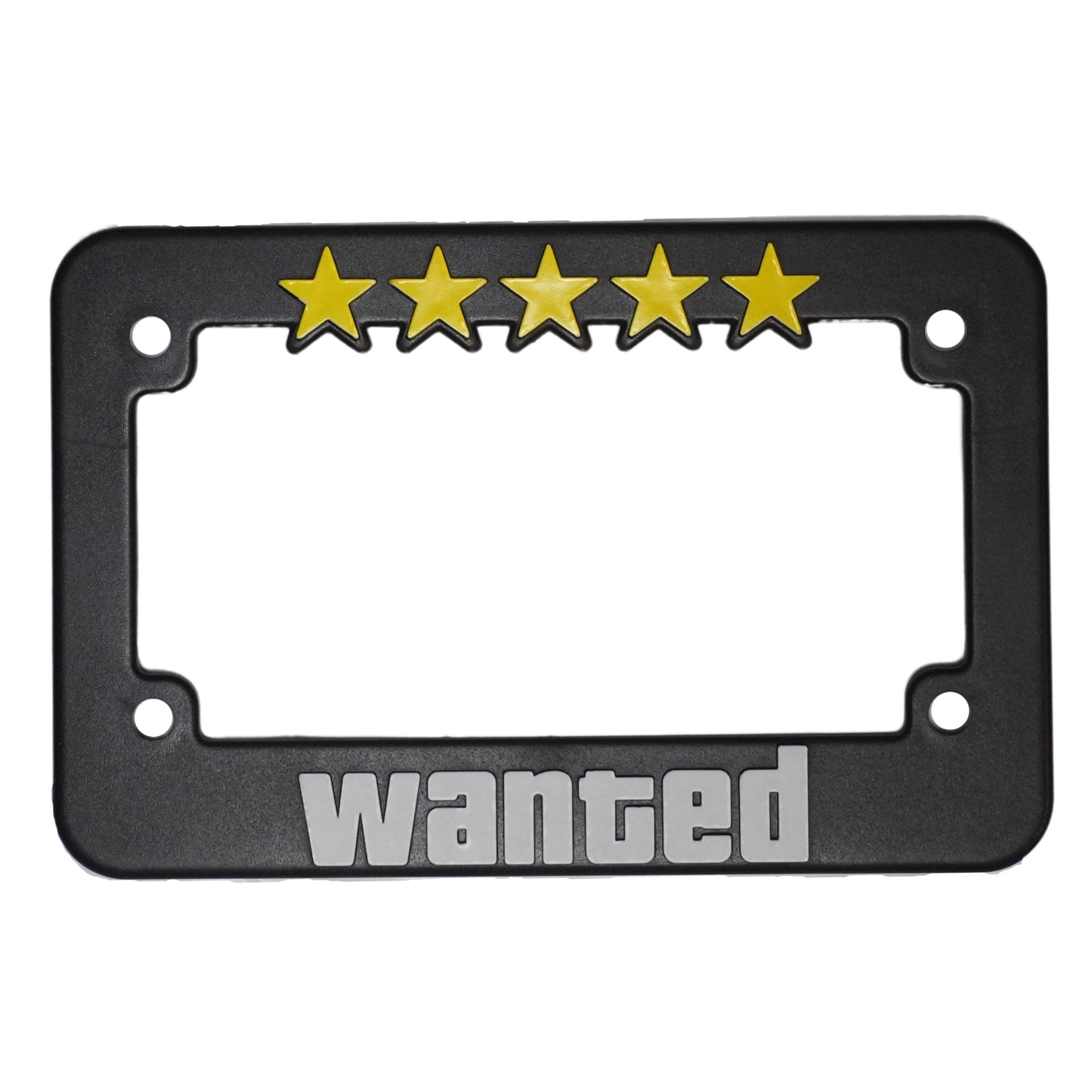 wanted level 5 star license plate frame for motorcycle bike