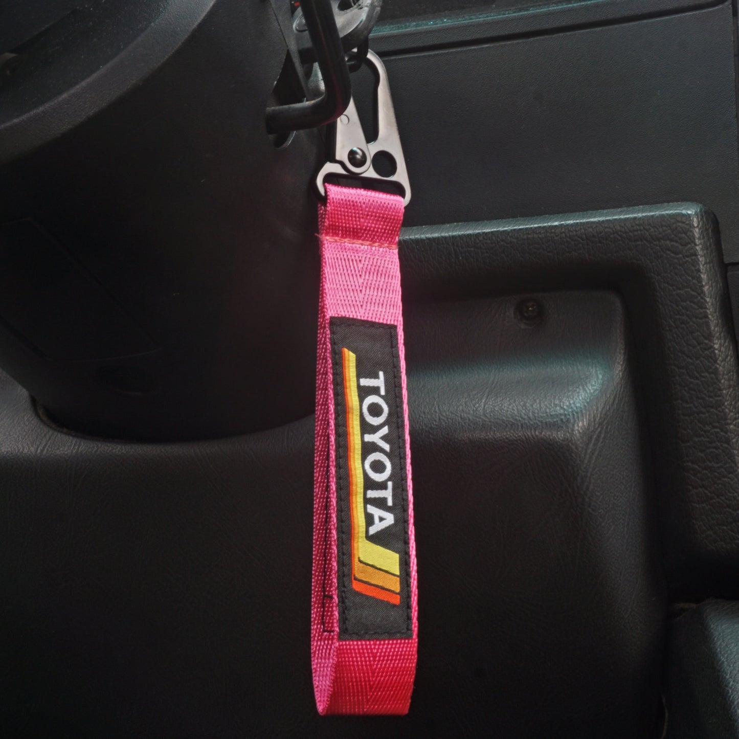 Pink Vintage Heritage Stripes Keychain Lanyard for Toyota, Metal Clip-On Accessory