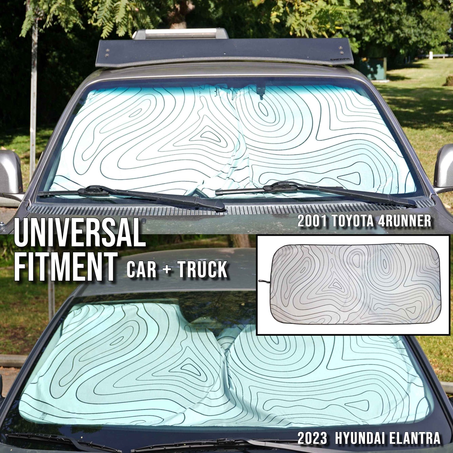 Topographic Map Windshield Sunshade for Toyota, TRD Stripes