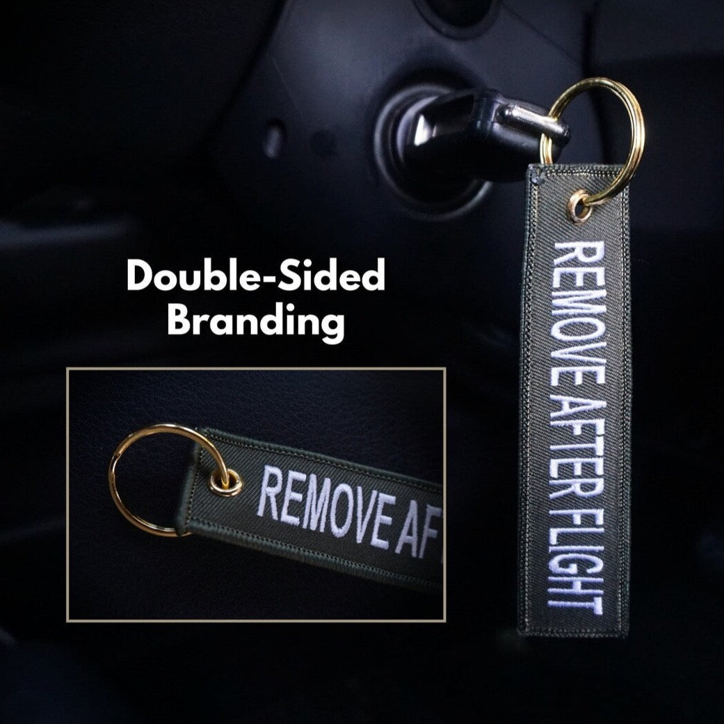 Remove After Flight Jet Tag Keychain