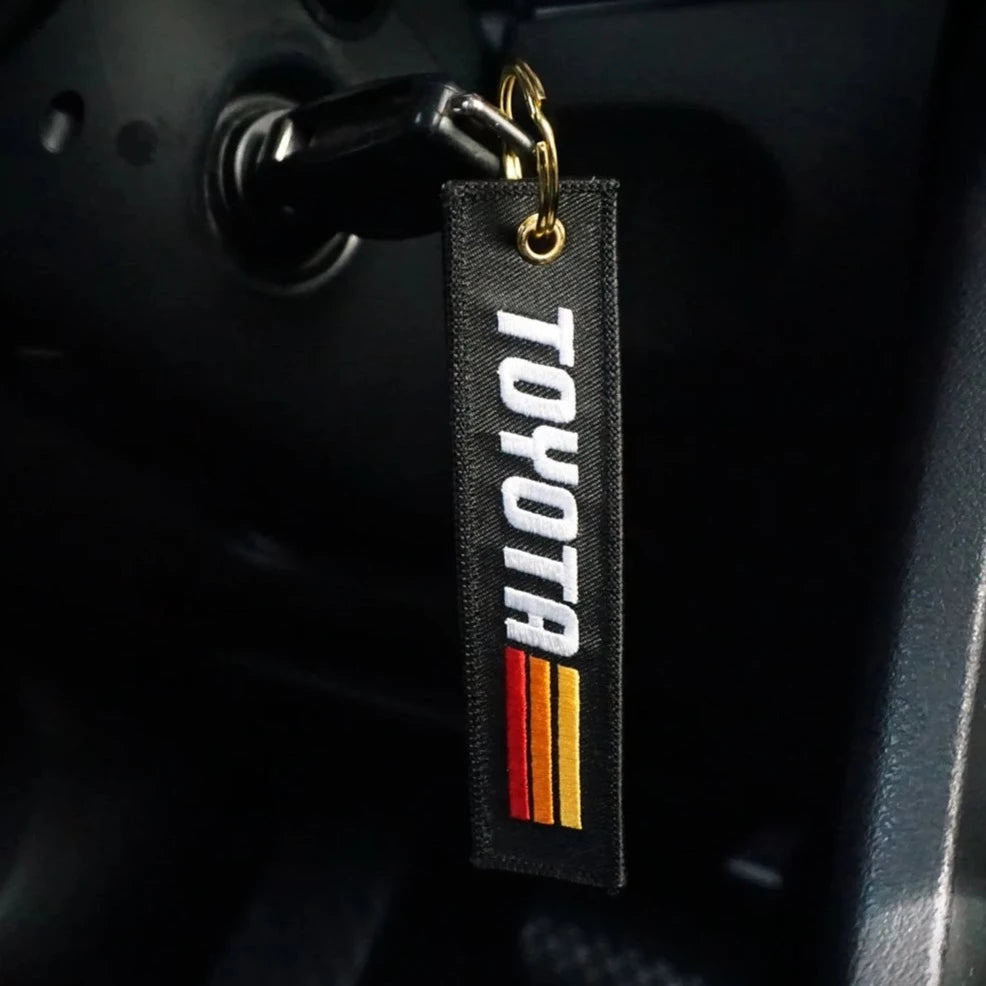 Porte-clés rétro Heritage Stripes pour Toyota, noir, brodé